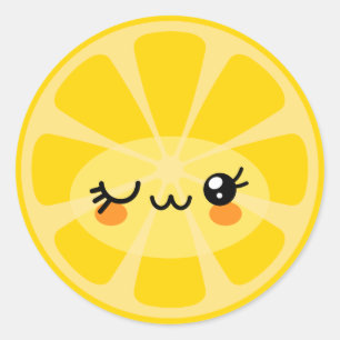 Sticker Rond Citron Citré en bonne santé Kawaii