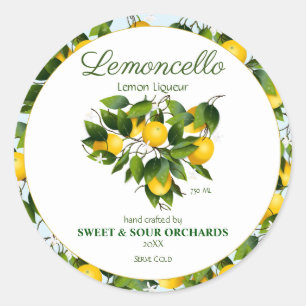 Sticker Rond Citron Citrus Fruit Lemoncello