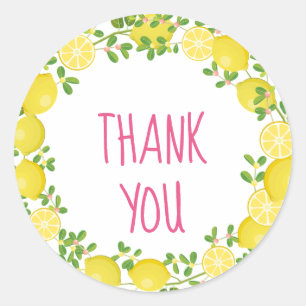 Sticker Rond Citron d'agrume de guirlande de Merci