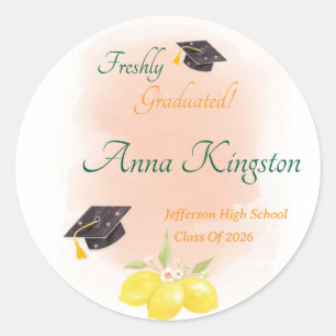 Sticker Rond Citron Diplômé Personnalisé