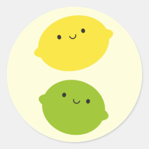 Sticker Rond Citron et chaux de Kawaii