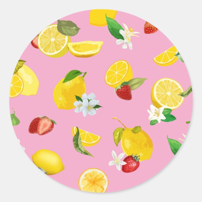 Sticker Rond Citron et fraise 1 (Devant)