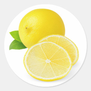 Sticker Rond Citron frais avec tranches