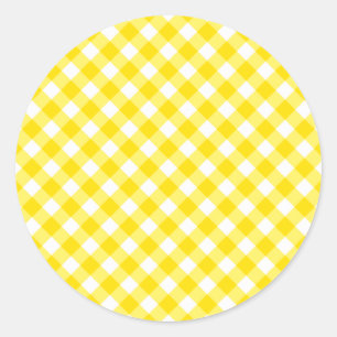 Sticker Rond Citron jaune En vichy Motif