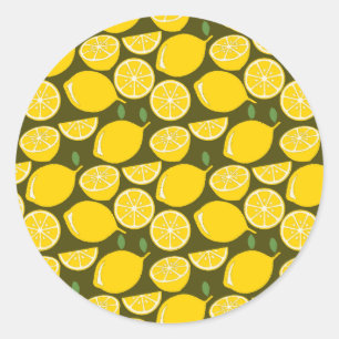 Sticker Rond Citron Jaune Moderne Amusant mignon