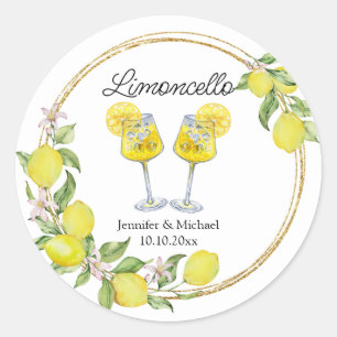 Sticker Rond citron limoncello aquarelle cocktails mariage 