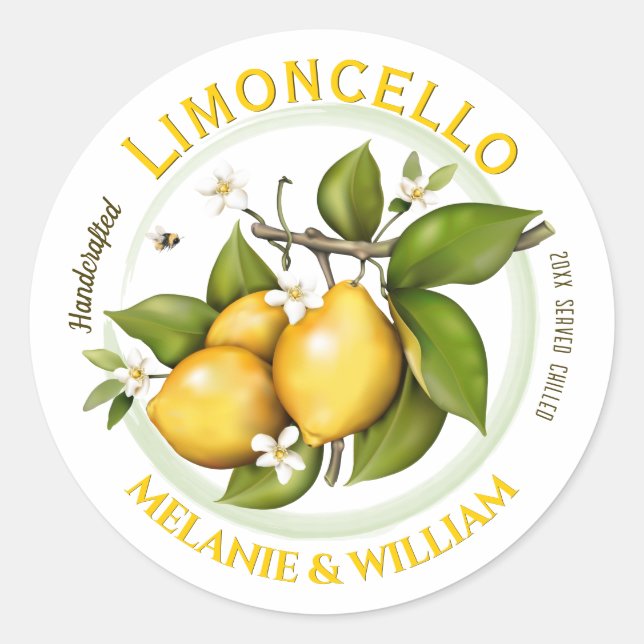 Sticker Rond Citron Limoncello Fruit Botanique (Devant)