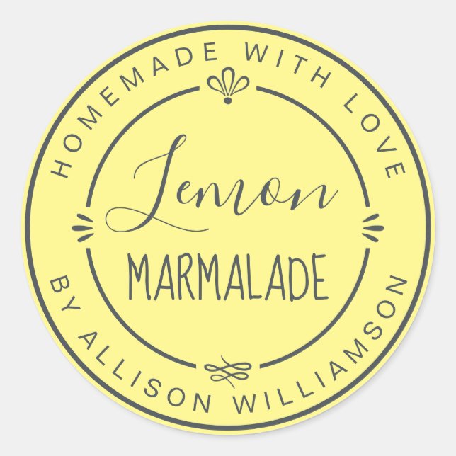 Sticker Rond Citron maison rustique Marmalade Pastel Jaune (Devant)