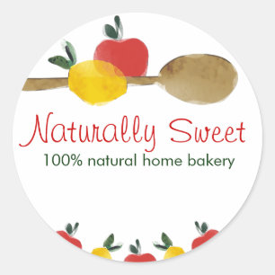 Sticker Rond citron pomme cuillère boulangerie pâtisserie étiqu