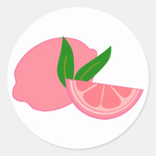 Sticker Rond Citron rose mignon