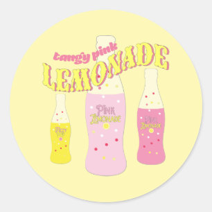 Sticker Rond Citronnade Rose Anniversaire Été Points Cute