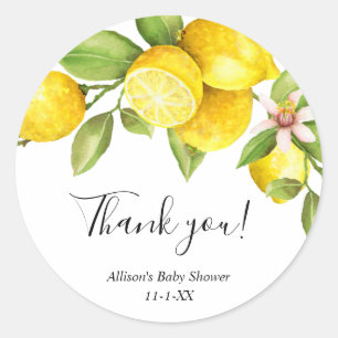Sticker Rond Citrons doux citrons jaune vert printemps été