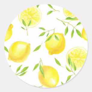 Sticker Rond Citrons et feuilles