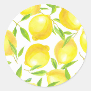 Sticker Rond Citrons et motif feuille