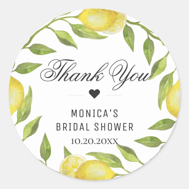 Sticker Rond Citrons Fleur de verdure Nom du monogramme (Devant)