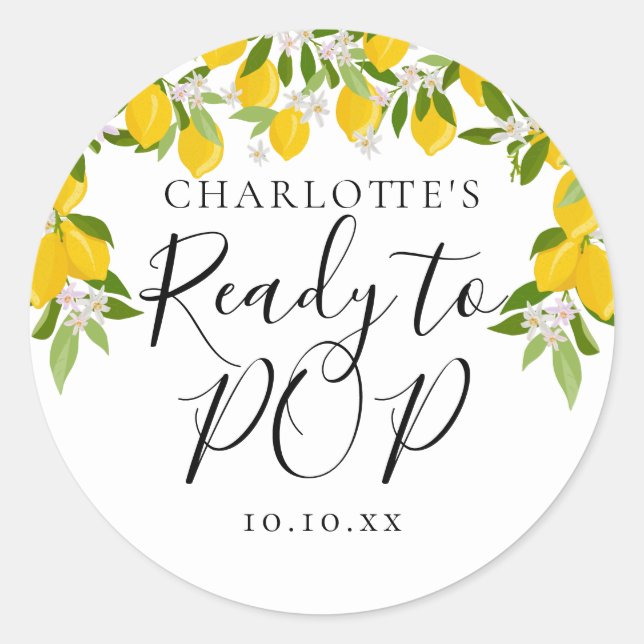 Sticker Rond Citrons Fleur de verdure Prêt au Baby shower POP (Devant)
