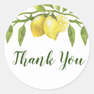 Sticker Rond Citrons Floraison Aquarelle de verdure