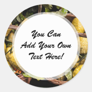 Sticker Rond Citrons italiens élégants dans un panier