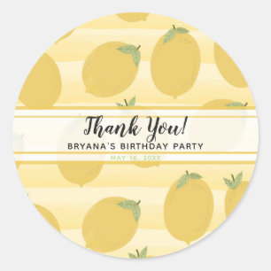 Sticker Rond Citrons jaunes Aquarelle Fruit été Fruit Frappe Fa