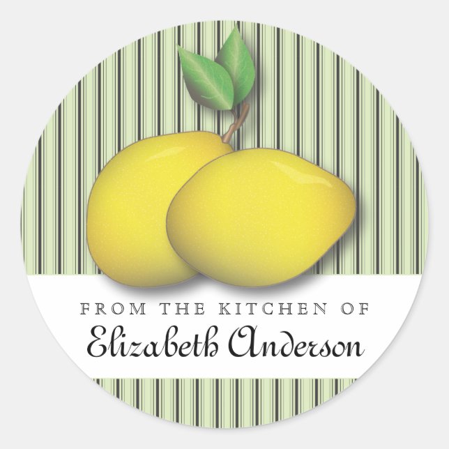 Sticker Rond Citrons sur la cuisson verte Chic de la cuisine Ét (Devant)