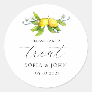 Sticker Rond Citrons vintage Mariage Prenez une friandise 