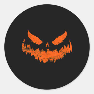 Sticker Rond Citrouille amusant Jack-o'-lantern Citrouille d'ho