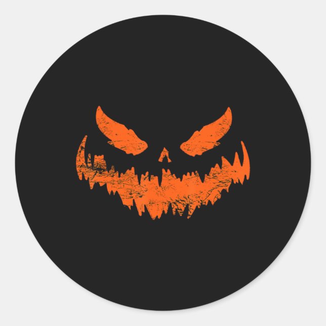 Sticker Rond Citrouille amusant Jack-o'-lantern Citrouille d'ho (Devant)
