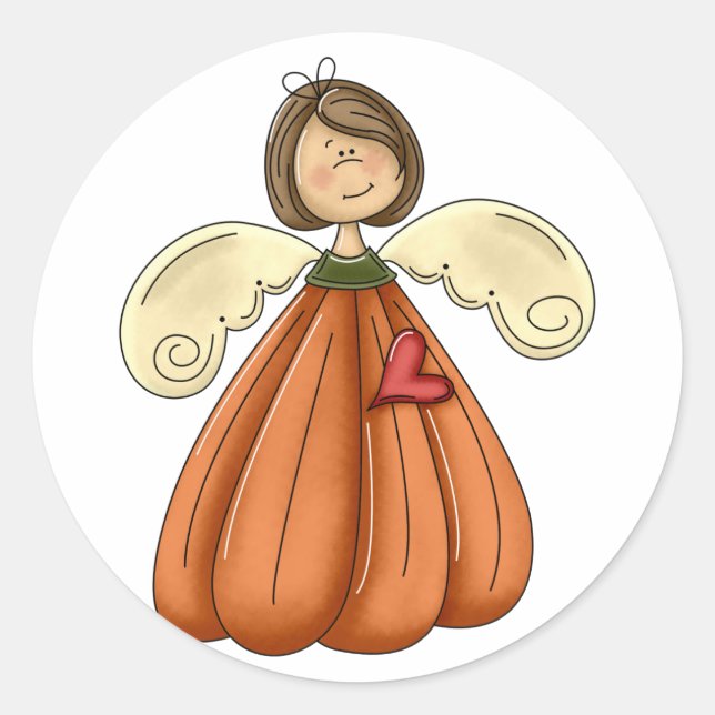 Sticker Rond citrouille angel (Devant)