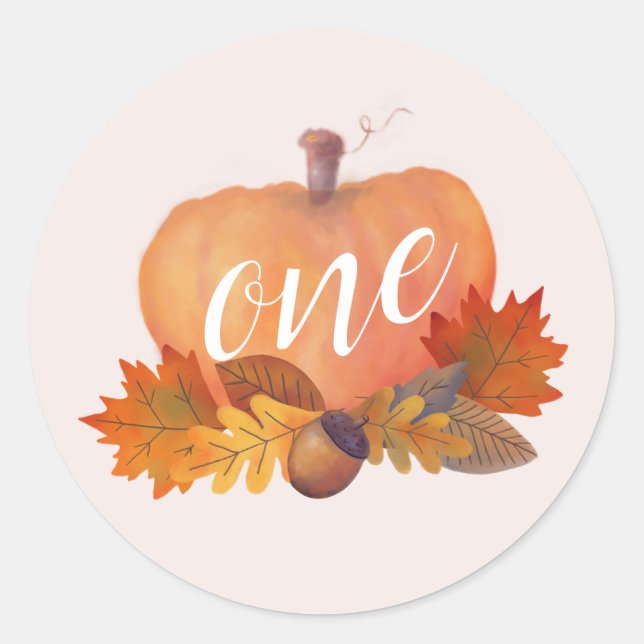Sticker Rond Citrouille Automne part rose Anniversaire (Devant)