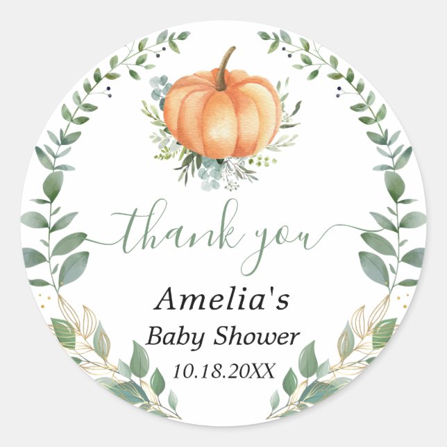 Sticker Rond Citrouille Automne Verdure Gold Foliage Favoriser  (Devant)