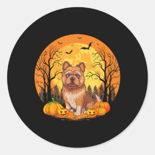 Sticker Rond Citrouille avec costume drôle d'Halloween Bruxelle