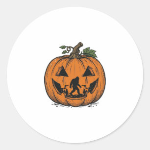 Sticker Rond Citrouille Bigfoot Vintage Design Vectoriel Hallow