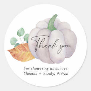 Sticker Rond Citrouille blanche de verdure - Merci Baby Shower