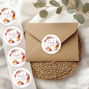 Sticker Rond Citrouille Boho Baby shower neutre du genre