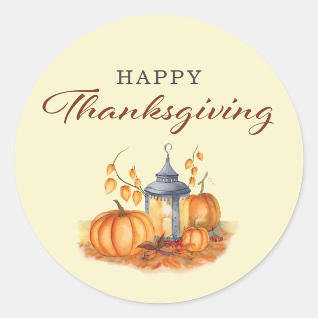 Sticker Rond Citrouille bon thanksgiving (Devant)