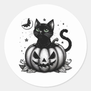 Sticker rond citrouille Cat Classic