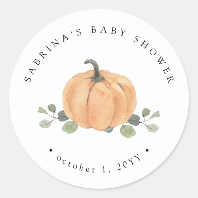 Sticker Rond Citrouille d'aquarelle automne (Devant)