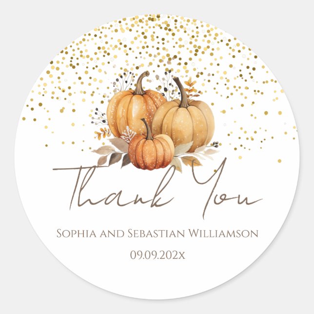 Sticker Rond Citrouille d'automne Boho Merci (Devant)