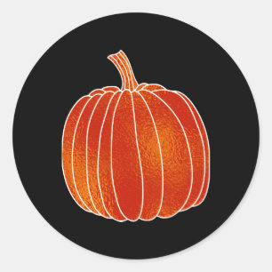 Sticker Rond Citrouille d'automne orange brillant noire de TOUT