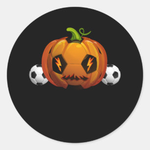 Sticker Rond Citrouille de balle de football Jack-o'-lantern Sk