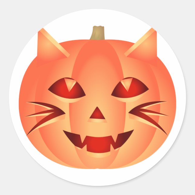 Sticker Rond Citrouille de chats d'Halloween (Devant)