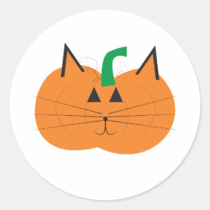 Sticker Rond Citrouille de chats mignons