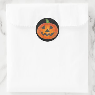 Sticker Rond Citrouille de la gravure de l'Halloween Jack orang