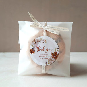 Sticker Rond Citrouille de remerciement d'automne rustique