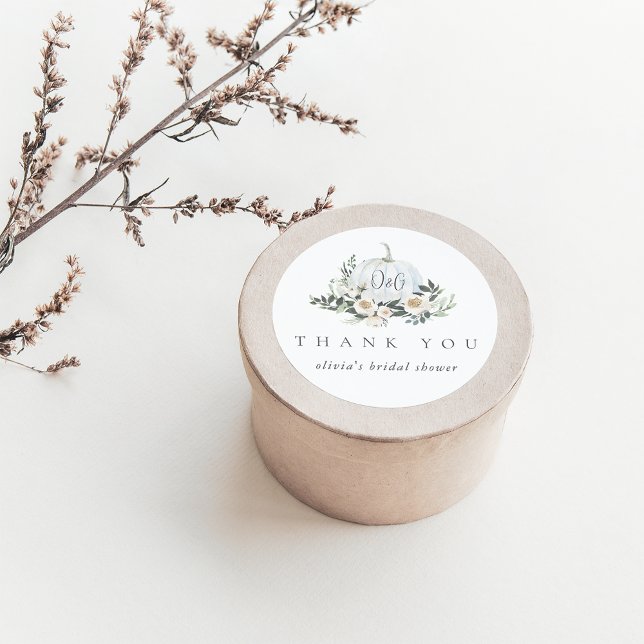 Sticker Rond Citrouille de verdure d'automne blanche Faveur de  (Créateur téléchargé)