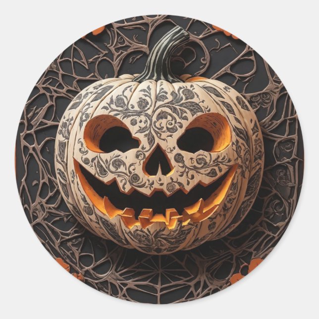 Sticker Rond Citrouille d'Halloween (Devant)