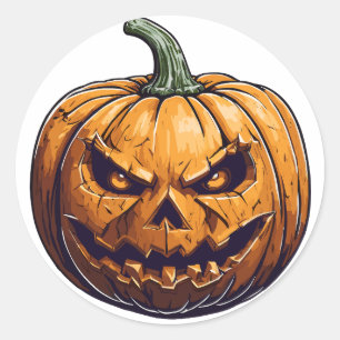 Sticker Rond Citrouille d'Halloween avec les yeux d'éclairage