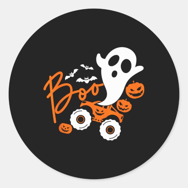 Sticker Rond Citrouille d'Halloween Monster du camion de l'hôte (Devant)
