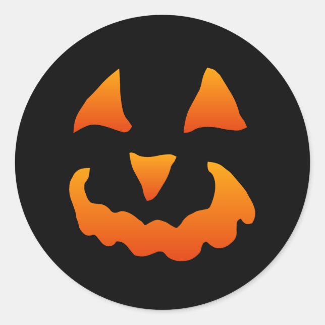 Sticker Rond Citrouille d'Halloween orange et noir (Devant)