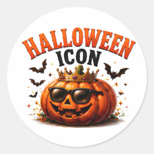 Sticker Rond 👑 Citrouille drôle de citation d'Halloween 🎃